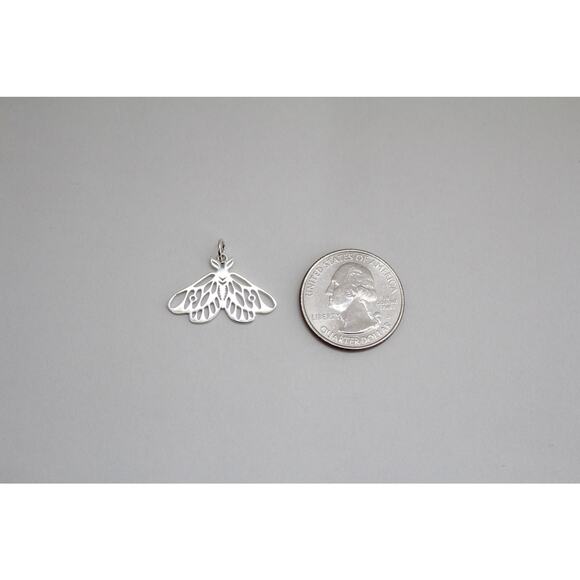 Sterling Silver Openwork Moth Charm, Sterling Silver Openwork Moth Pendant - Picture 4 of 4